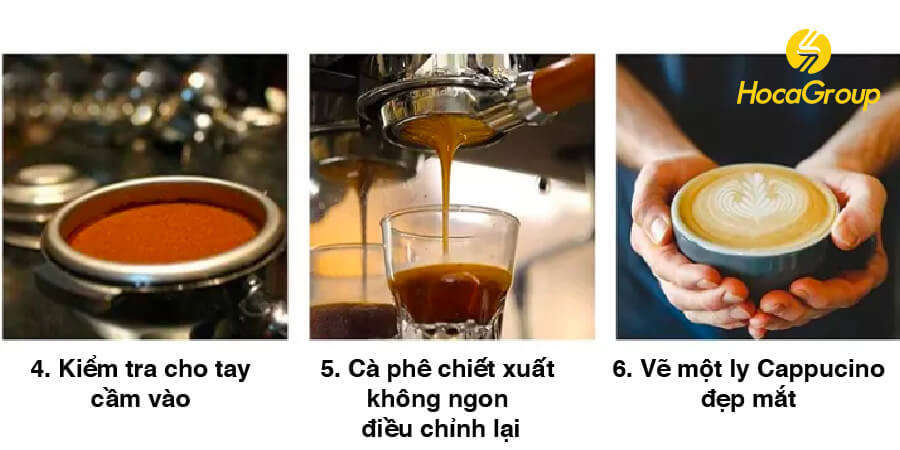 6 Bước khi sử dụng tay cầm máy pha cà phê