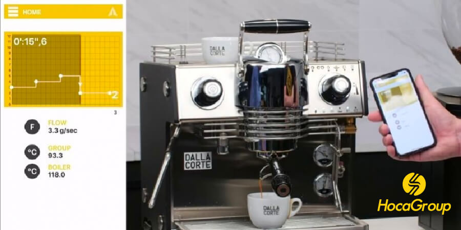 Máy pha cà phê có chức năng điều khiển được nhiệt độ, dòng chảy cà phê espresso
