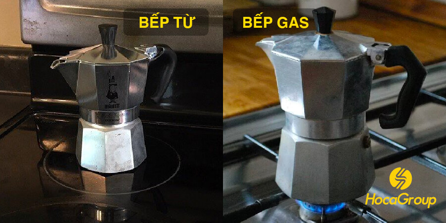 Bếp từ và bếp gas là tiêu chí thứ 2 bạn nên chú ý khi chọn ấm pha cà phê moka